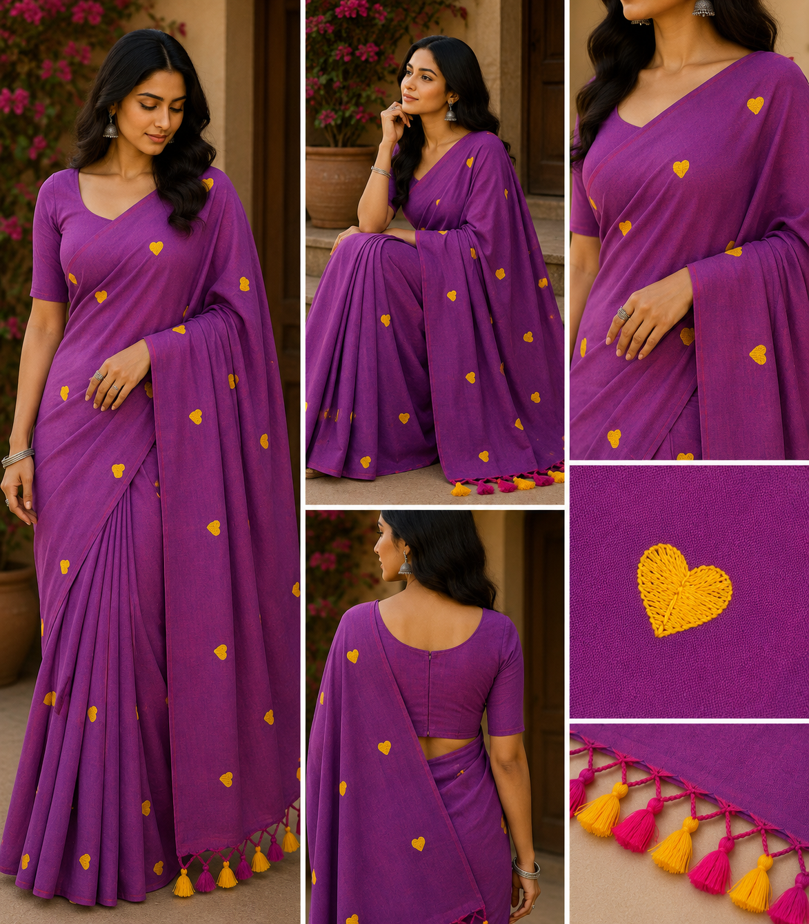 Purple Heart Embroidered Saree